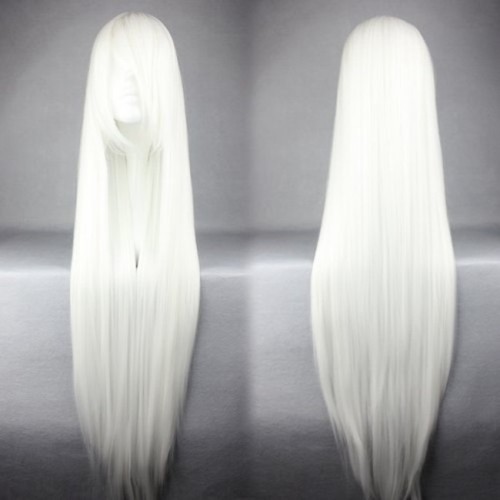 Косплей парик белый с челкой 150см / White